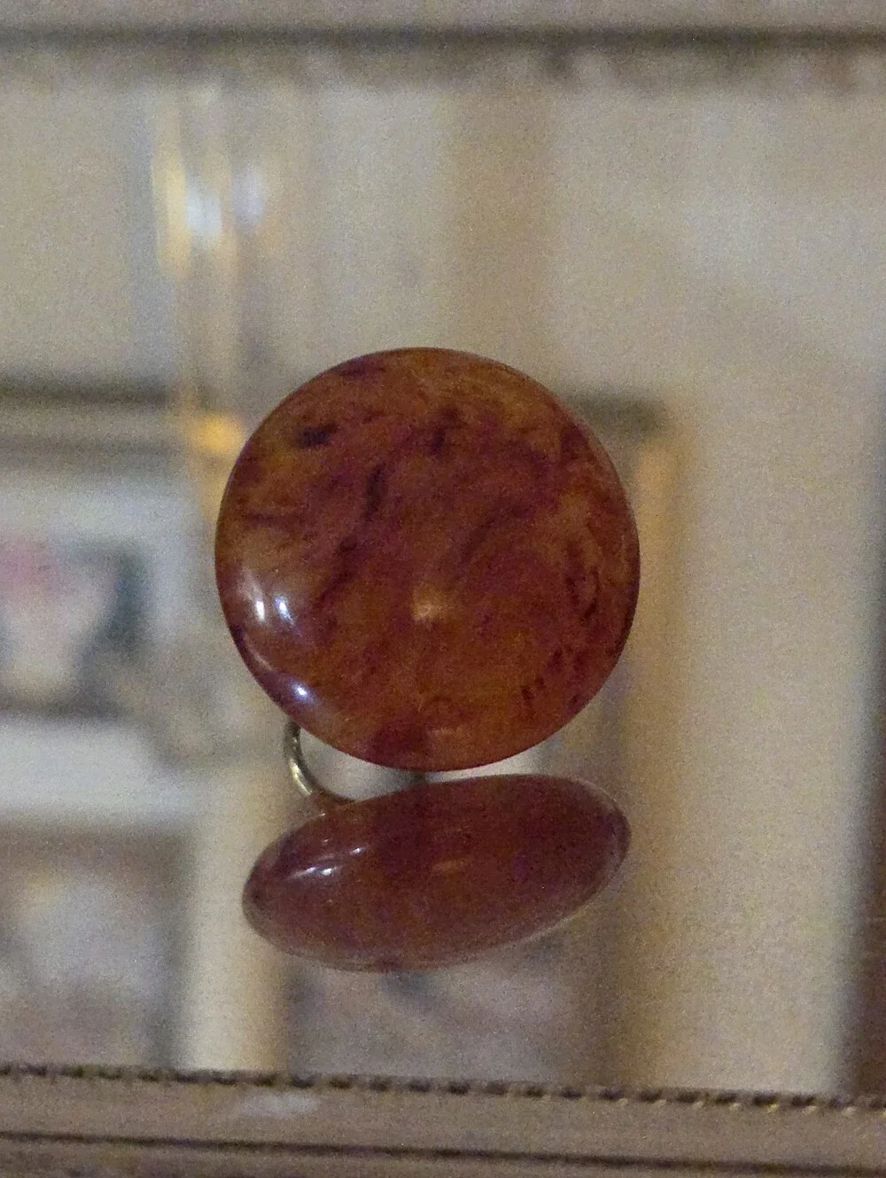 Vintage Root Beer Swirl Bakelite Clip On Earrings